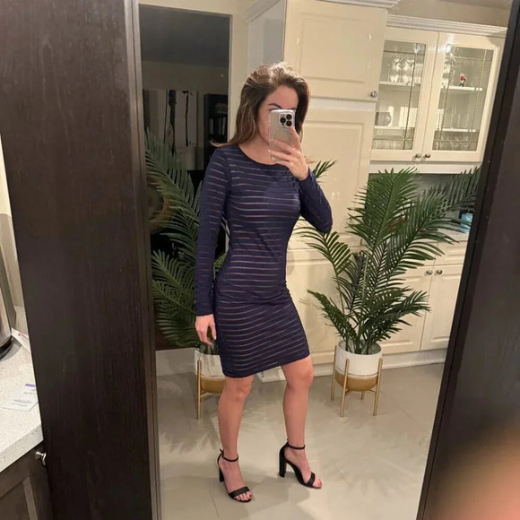 NEW Navy  Striped Dress, Reiss, US 6 - Picture 2 of 5